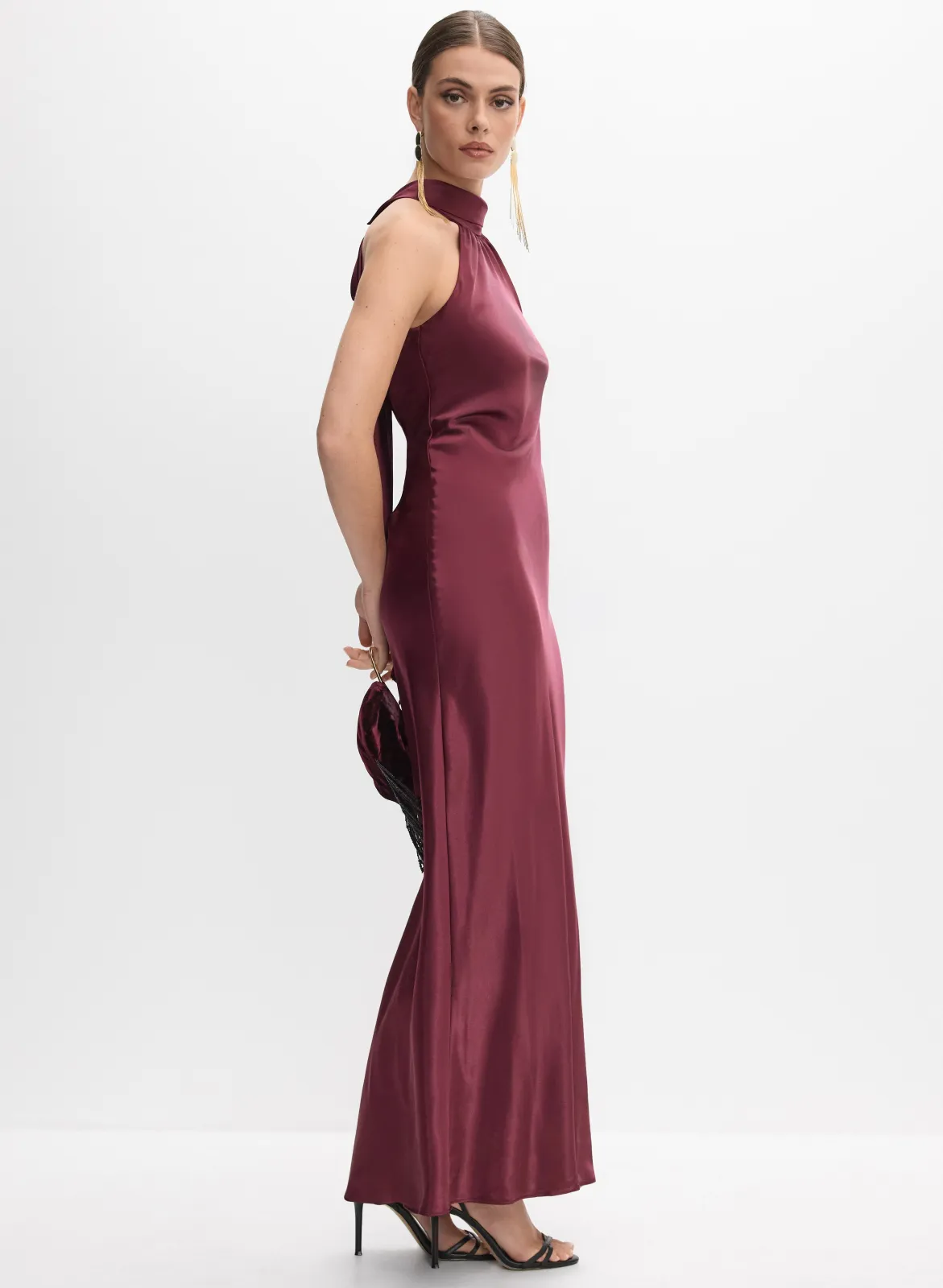 Satin Halter Neck Dress - Image 2