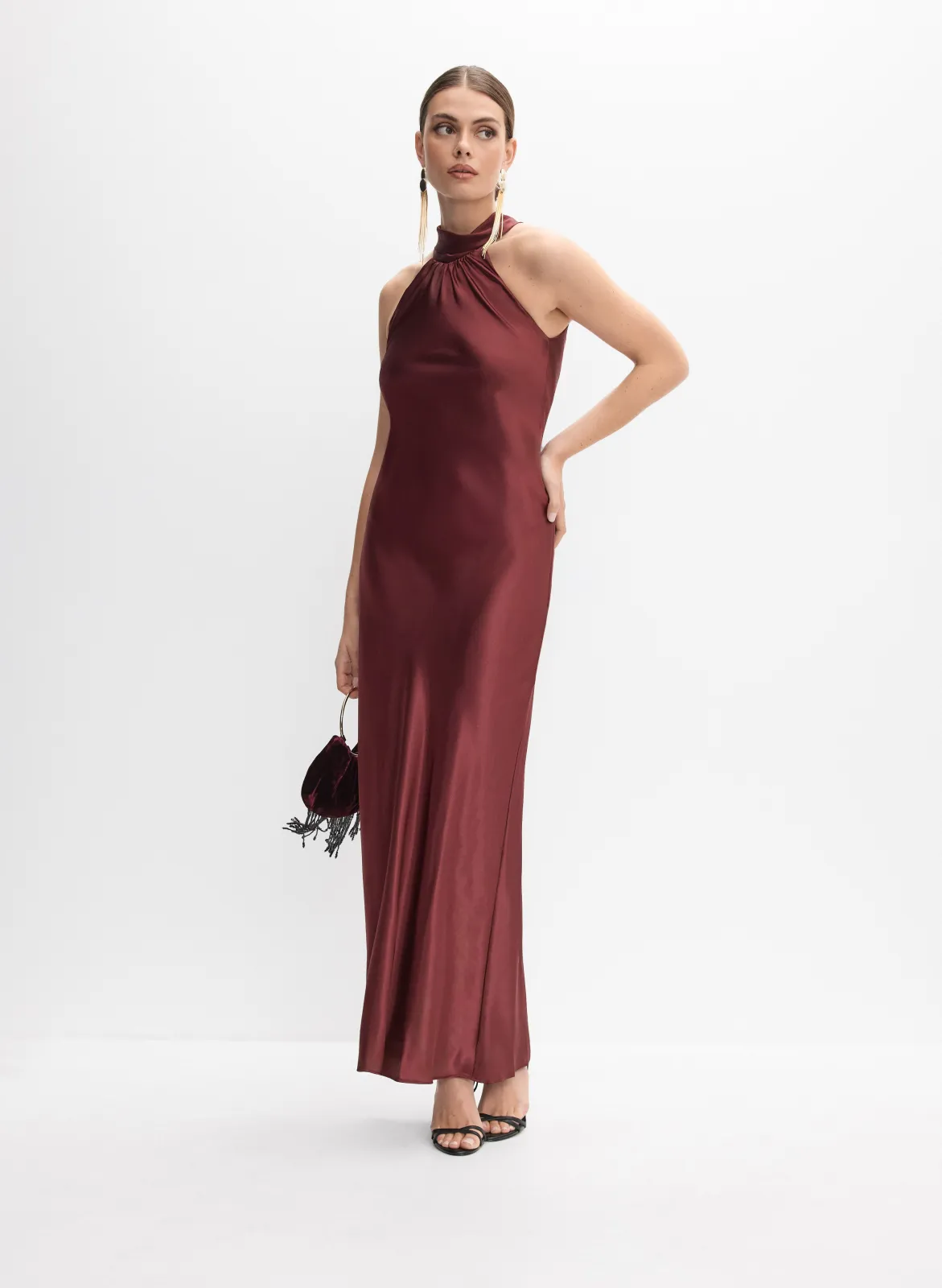 Satin Halter Neck Dress